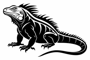 iguana line art silhouette vector illustration