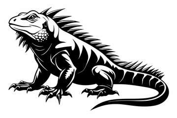 iguana line art silhouette vector illustration