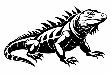 iguana line art silhouette vector illustration