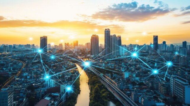 City Network at Sunset