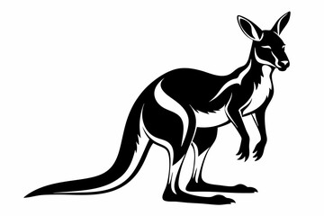 kangaroo line art silhouette vector illustration
