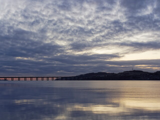 The view to the Tay Road Bridge crossing the Tay Estuary between Dundee and Wormit on the Fife side of the Estuary.