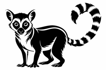 lemur line art silhouette vector illustration