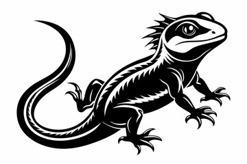 lizard line art silhouette vector illustration