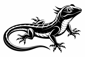 lizard line art silhouette vector illustration