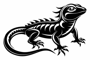 lizard line art silhouette vector illustration