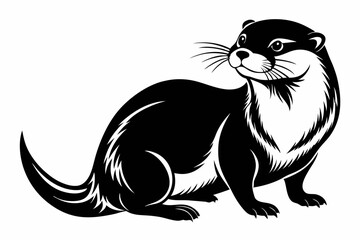 otter line art silhouette vector illustration