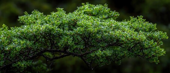Fototapeta premium Emerald Canopy: A Lush Branch After the Rain