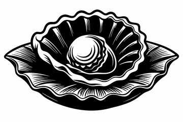 oyster line art silhouette vector illustration