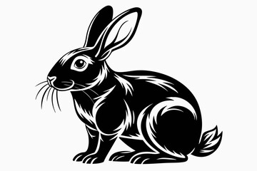 rabbit line art silhouette vector illustration