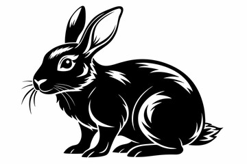 rabbit line art silhouette vector illustration