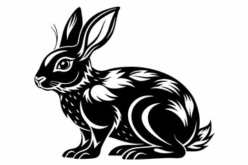 rabbit line art silhouette vector illustration