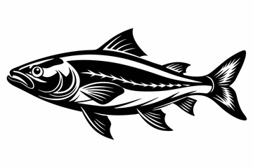 salmon fish line art silhouette vector illustration