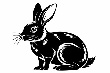 rabbit line art silhouette vector illustration