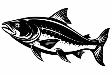 salmon fish line art silhouette vector illustration