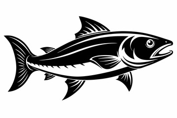 salmon fish line art silhouette vector illustration