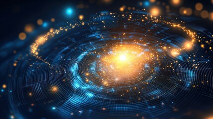 Obraz premium Abstract digital galaxy swirling, futuristic technology design