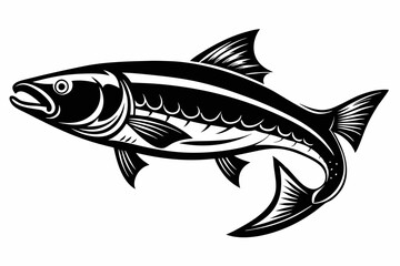 salmon fish line art silhouette vector illustration