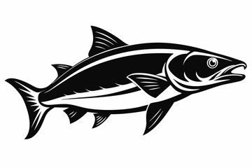 salmon fish line art silhouette vector illustration