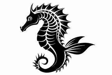 seahorse line art silhouette vector illustration