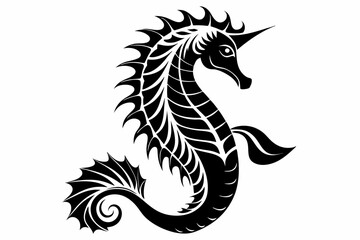 seahorse line art silhouette vector illustration
