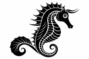 seahorse line art silhouette vector illustration