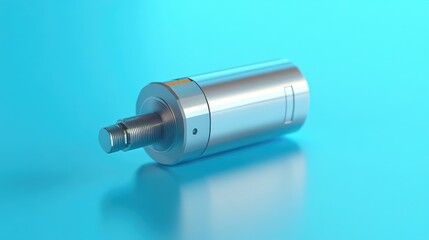 Small, high-torque servo motor on a bright blue background with soft reflections