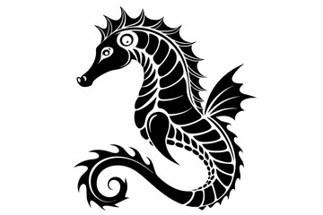 seahorse line art silhouette vector illustration