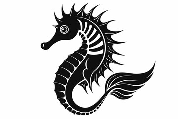 seahorse line art silhouette vector illustration