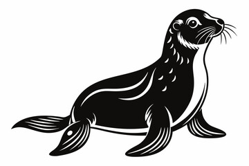 sea lion line art silhouette vector illustration