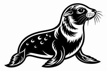 sea lion line art silhouette vector illustration
