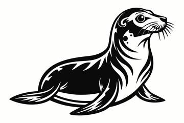 sea lion line art silhouette vector illustration