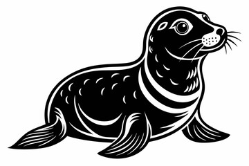 sea lion line art silhouette vector illustration