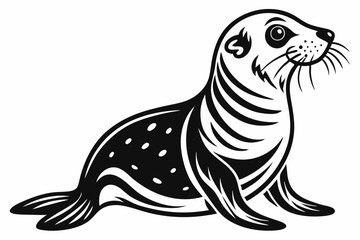 sea lion line art silhouette vector illustration