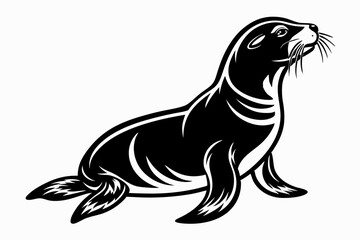 sea lion line art silhouette vector illustration
