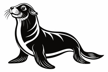 sea lion line art silhouette vector illustration