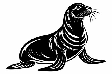 sea lion line art silhouette vector illustration
