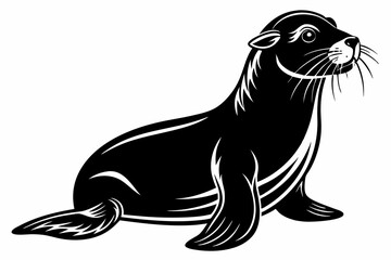 sea lion line art silhouette vector illustration