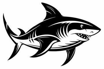 shark line art silhouette vector illustration