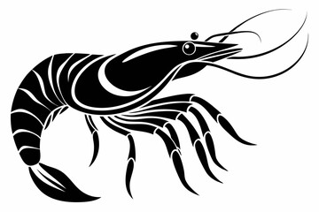 shrimp line art silhouette vector illustration