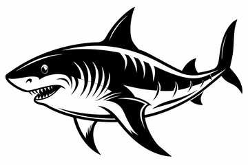 Obraz premium shark line art silhouette vector illustration