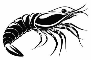 shrimp line art silhouette vector illustration