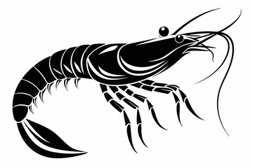 shrimp line art silhouette vector illustration
