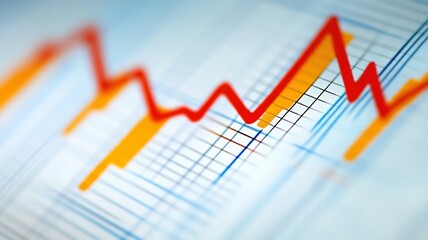 Economic growth trends represented through fluctuating graph lines over a grid background