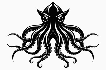 squid line art silhouette vector illustration