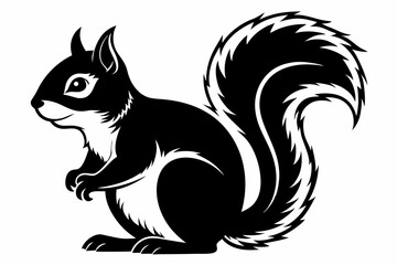 squirrel line art silhouette vector illustration