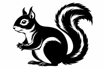 squirrel line art silhouette vector illustration