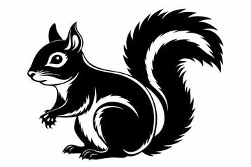 squirrel line art silhouette vector illustration