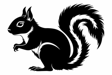 squirrel line art silhouette vector illustration