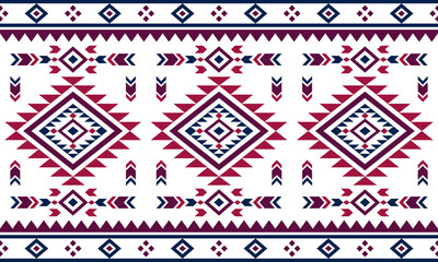 Aztec Navajo tribal Native American geometric seamless pattern. Colorful ethnic design for fabric, textile, blanket, rug, carpet, and fashion.